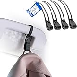 Car Hook Kleiderhaken für Auto Haltegriff (4 Stk.) - Der Jackenhalter Auto hält Jacken & Taschen bis 10kg, Auto Kleiderhaken aus weichem Material, Haken für Haltegriff Auto, Auto Kleiderbügel Schwarz