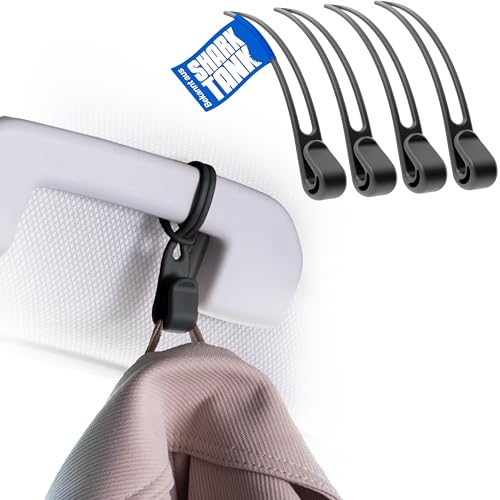 Car Hook Kleiderhaken für Auto Haltegriff (4 Stk.) - Der Jackenhalter Auto hält Jacken & Taschen bis 10kg, Auto Kleiderhaken aus weichem Material, Haken für Haltegriff Auto, Auto Kleiderbügel Schwarz
