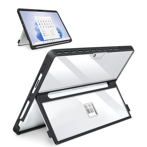 SSSGRGB Case Updated Version fit Microsoft Surface Pro 11 /Surface Pro 10 /Surface Pro 9 /Surface Pro 8 13-Inch All-in-one Rugged Case Compatible with Type Cover Keyboards Transparent