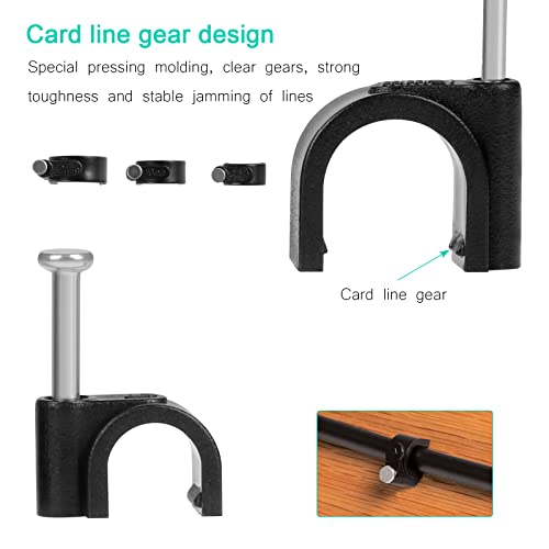 Fippy 600 Stücke Nagelschellen Kabelschellen 4mm 5mm 6mm 7mm 8mm 10mm 12mm Schwarz Weiß Kabel Nagel Befestigung Nagel für Netzwerkkabel mit Tragbarer Box,Schwarz