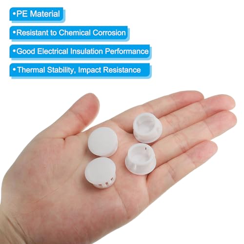 Image of PATIKIL 16mm (5 /8 inch) Plastic Hole Plugs, 30Pcs Flush Type Round Hole Plugs Cover Snap in Locking Hole Tube for Table Kitchen Cabinet Furniture, White