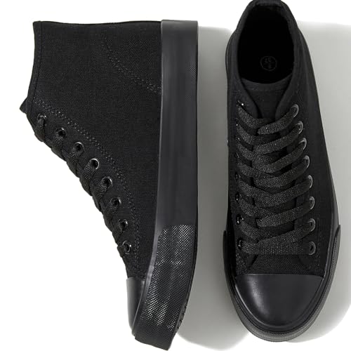 Image of Uoidru High Top Sneakers for Women Canvas Shoes White Canvas High Tops Women Casual Shoes Lace Up Fashion Sneakers