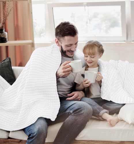 Image of Utopia Bedding 100% Cotton Waffle Blanket Big Size White, 120x120 Inch | Lightweight Breathable Cozy Summer Bed Blanket Home Decor Gift for Women and Men
