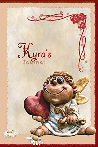 Kyra's Journal: Pretty Personalised Name Journal Notebook Gift For Women and Girls with the theme of Love (Valentines Day Cupid Angel), flip through the pages to see beating heart animation