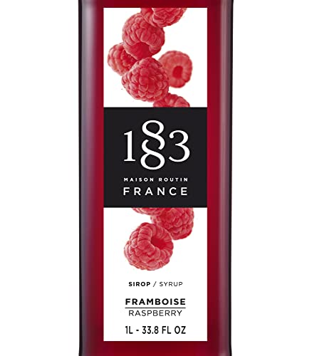 Image of 1883 Raspberry Syrup for Drinks, Made in France, 1 Liter Glass Bottle