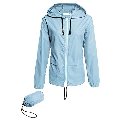 Himllauen Lightweight Raincoat for Women Raincoat Waterproof Raincoat Ladies Rain Jackets Foldable Raincoat Women Jackets Ladies Raincoats with Hoods (S, Blue B) Cover
