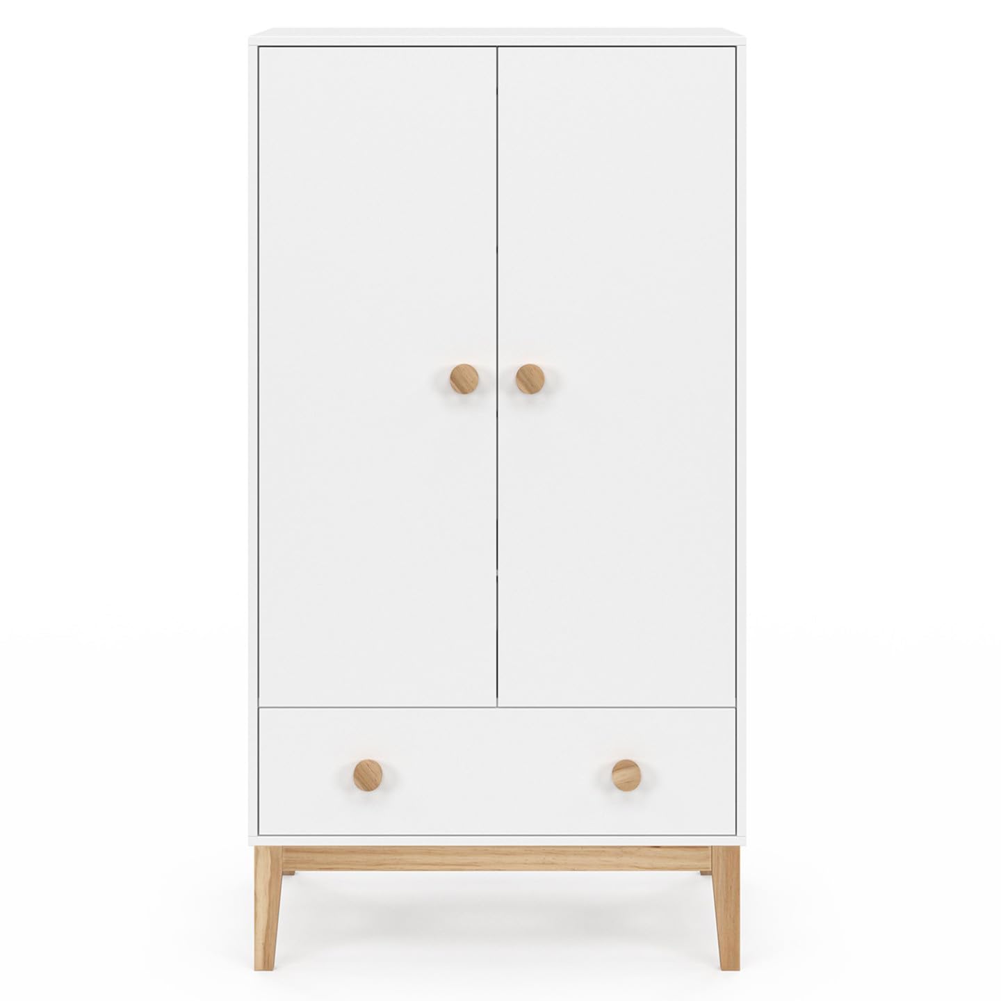 IDMarket - Armoire Enfant 2 Portes Jacob avec tiroir Blanc et Bois
