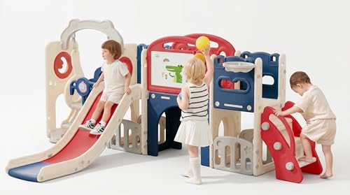 Bebikim Toddler Playsets Slide for Backyard Indoor 12-in-1
