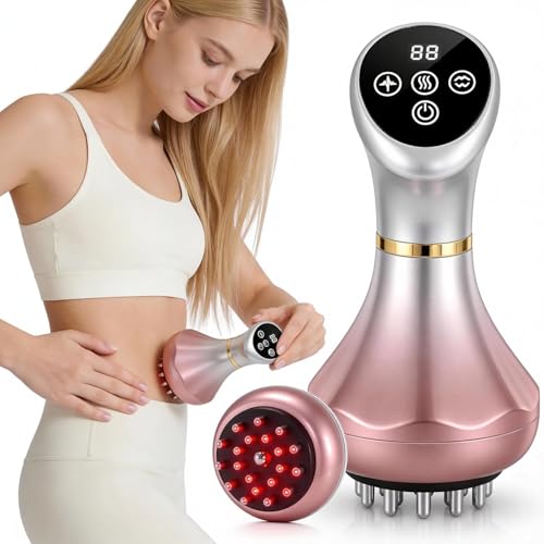 SHANOER 4-in-1 Lymphatic Drainage Massager - Anti-Cellulite Tool with Heating/Vibration/Light Therapy Cordless Handheld for Cellulite & Legs/Belly/Back/Hips Pain Relief & Skin Tightening