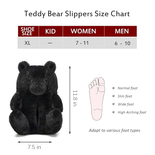 Fuzzy Women's Teddy Bear Slippers,Cozy Women Indoor House Shoes,Fun Costume for Adults,Cute Bedroom Slippers for Women Birthday Christmas Valentine's Gift Ideas4