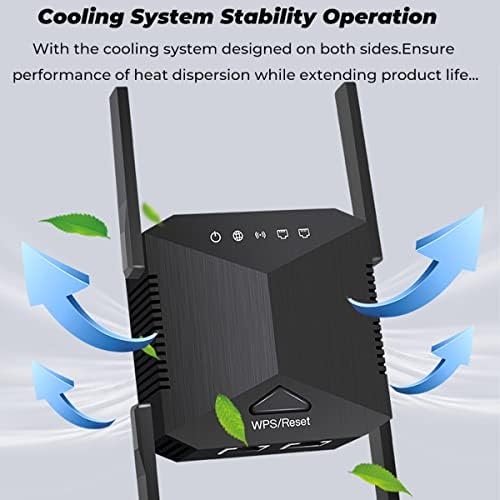 Dursilre WiFi Extender Booster 1200Mbps WiFi Booster Range Extender 5GHz & 2.4GHz Dual Band WiFi Repeater 4 Antennas Broadband Extender Booster with Ethernet Port, UK Plug