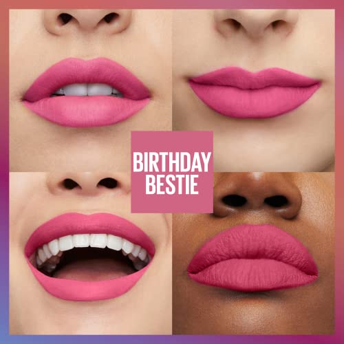 Maybelline New York Super Stay Matte Ink Liquid Lipstick, Transfer Proof, Long Lasting, Limited Edition Birthday Bestie Cake Scented Shades, 0.17 Fl Oz #TOP3