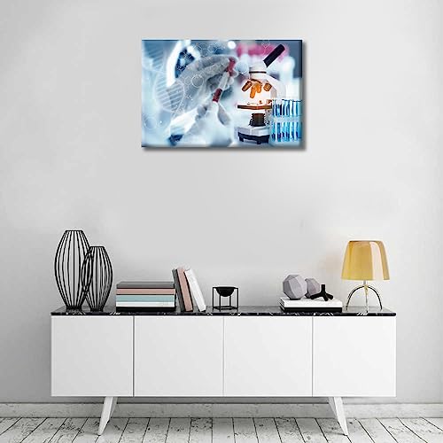 Image of TUMOVO Medical background Poster Wall Art Medical Decor Medical Pictures Bathroom Decor Wall Art 1 Panel Clinical Laboratory Modern Artwork Print on Canvas Framed Ready to Hang (12 inch Wx18 H)