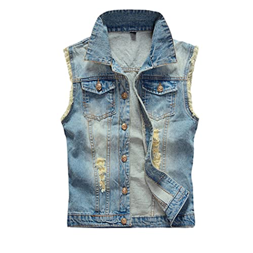 Veste décontractée pour le printemps gilet jean homme sans manches léger 2203
