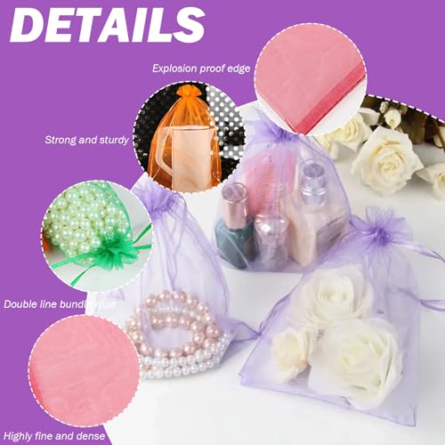 Bolsas de organza para Navidad y festivales, envoltorios de colores con cordón de malla 2