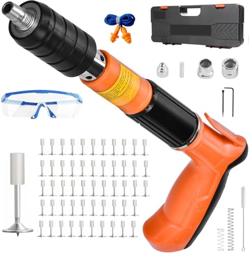Pistola de uñas con 110 unidades, redondas, pistola de uñas de acero, herramienta para clavar con guantes, llaves para gafas y tapones para los oídos