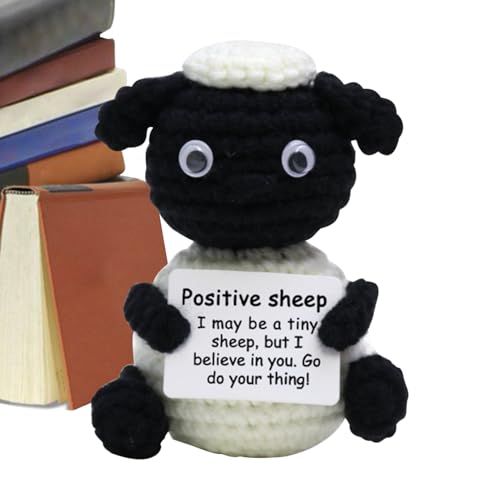 Animales de ganchillo positivos | Ovejas de ganchillo positivas hechas a mano | Decoración suave para el hogar para sala de estar dormitorio oficina alféizar de la ventana Escritorio Biblioteca