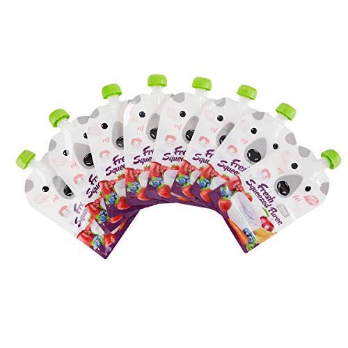 8 Pack Baby Food Pouches, Messar 200Ml Large Reusable Weaning And Feeding Fill Pouch Bags Animal Pattern Double Zipper Squeeze Pouches Freezer Storage For Babies, Toddlers And Kids #TOP6