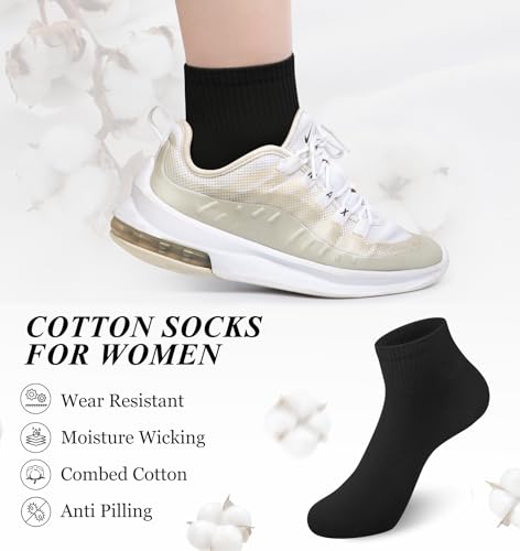 Image of YSense 10 Pairs Womens Ankle Socks Cotton Quarter Socks Women Men | Cushioned for Running Athletic Casual, Breathable Moisture-Wicking, Toe Seamless