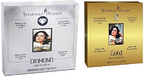 Shahnaz Husain Gold Skin Radiance And Diamond Facial Kit Combo 80 g (Set of 8)