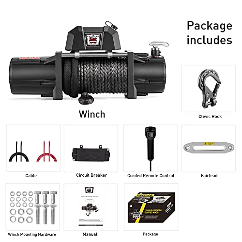 ZEAK 13000 lb. Premium Electric Winch 12V Waterproof Synthetic Rope, Wireless Remote, for Truck SUV - Thumbnail 7