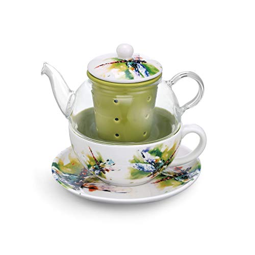 Black Friday - 50% OFF DEMDACO Dean Crouser Dragonfly Watercolor Green 14 ounce Ceramic Stoneware Single Serving Tea Pot Set Buy 1 get 1 DEMDACO Dean Crouser Dragonfly Watercolor Green 14 ounce Ceramic Stoneware Single Serving Tea Pot Set