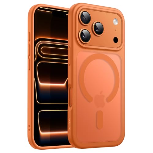 Image of JETech Magnetic Case for iPhone 17 Pro 6.3-Inch Compatible with MagSafe, Translucent Matte Back Slim Minimalist Shockproof Phone Cover (Orange)