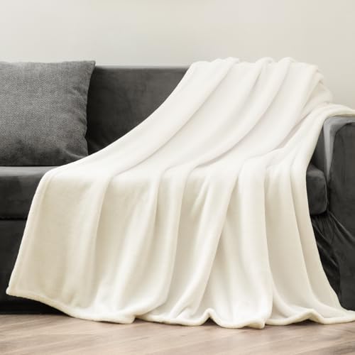 Image of BEDELITE Fleece Blanket Cream Throw Blankets for Couch & Bed, Luxury Plush Cozy Fuzzy Blanket 50 inch x 60 inch, Super Soft Warm Lightweight Throw Blanket for Travel Camping