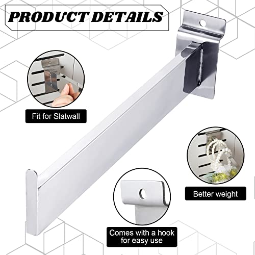 Pelopy 10 Pieces Slatwall Deluxe Hooks 12 Inch Heavy Duty Slatwall Brackets Display Hooks Rectangular Tubing Faceout Dimensional Straight Chrome Faceout For Shelf Panel Retail And Exhibition Products #TOP2