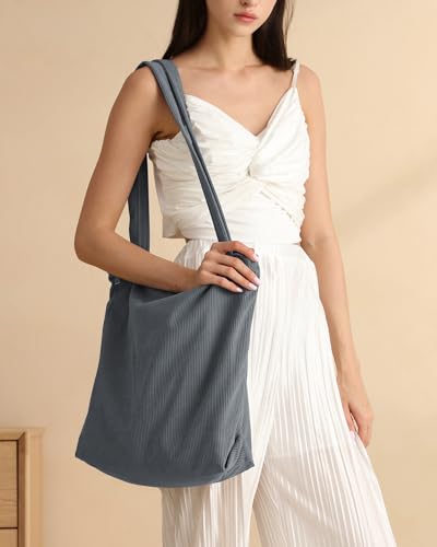 Image of Iioscre Corduroy Tote Bag for Women,Hobo HandBags with Zipper,Large Capacity Casual Shoulder Handbags with Inner Pockets