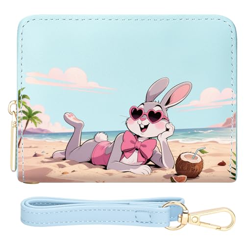 YINHEXI Small Bunny Wallets for Women, Blue Rabbit