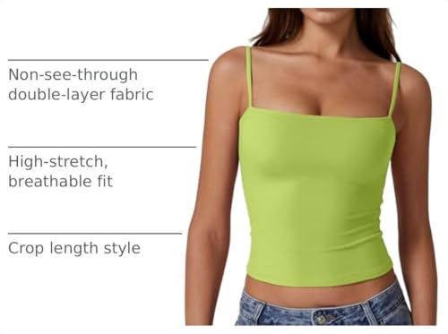 Image of QINSEN Women's Double Lined Basic Tank Top Adjustable Spaghetti Straps Sleeveless Camisole Shirts