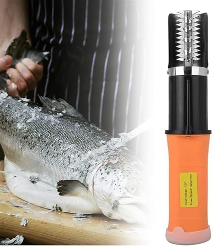 Electric Fish Scale Remover - Waterproof 12V Rechargeable Motor, Powerful Fish Scaling Tool, Includes 2 Batteries, Efficient Electric Scraper for Quick Fish Preparation