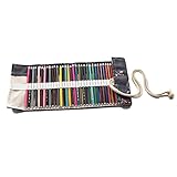 Operitacx Stiftetasche Aus Segeltuch Rollstifthalter Mit Pflaumenblütenmuster Faltbarer Aufbewahrungs-Organizer Für Stifte Bleistifte Und Künstlerutensilien