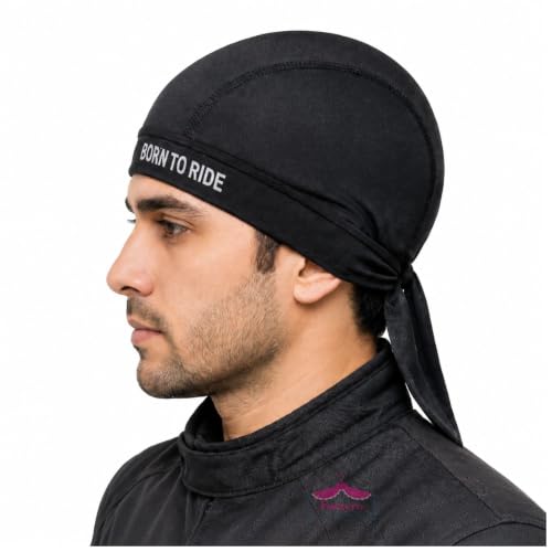 Image of Under Helmet Liner Cap for Men & Women | Inner Cap for helmat Breathable Sweat Absorbent Quick Dry Skull Cap | Tie-Back Helmet Inner Cap for Bike Riding, Cycling, Running & Outdoor (Black)