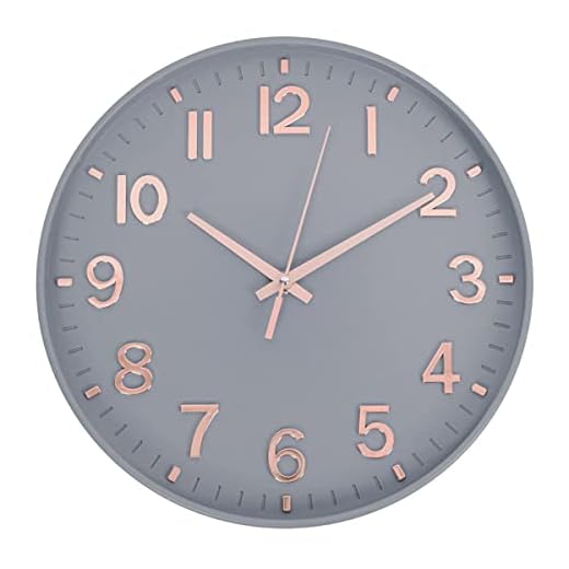 HZDHCLH Modern Wall Clocks Battery Operated,12 inch Silent Non Ticking Round Quartz Clock for Wall,3D Numbers Wall Clock for Kitchen Bedroom Living Room Office Classroom Decor (Grey-Rosegold)