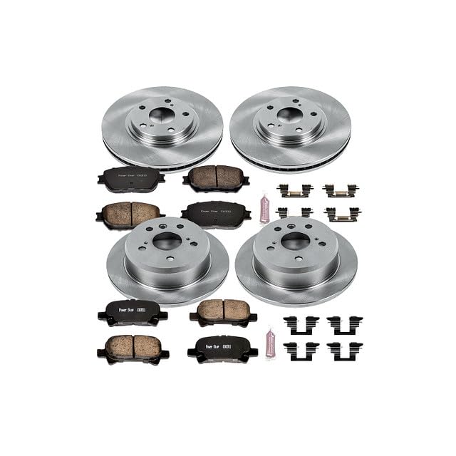 Image of PowerStop Front and Rear Brake Kit for Toyota Camry 2002-04 - Z17 Ceramic Brake Pads & Disc Rotors Replacement, KOE1144