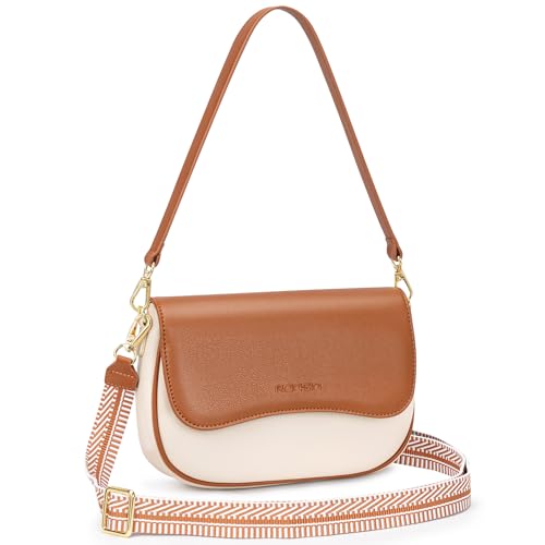 Image of RONSIN Small Crossbody Bags for Women Mini Shoulder Purse Flap Saddle Purses Underarm Shoulder Bag with 2 Removable Starps