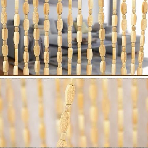 Rideaux de porte en perles bois pour dissimuler un espace de rangement - 8