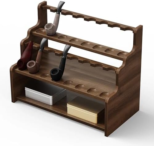 Tobacco Stand Display Rack, Tobacco Pipe Stand/Pipe Rack for 5/8/10/16 Smoking Pipe Wooden Pipe Holder Handmade Portable Lightweight Solid Wood Smoking Cigar Pipe Stand