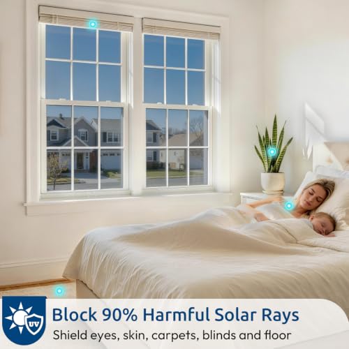 Image of rabbitgoo Window Privacy Film One Way Window Tint for Home, Removable Reflective Heat Sun Blocking Anti UV Glass Door Covering, Mirror Tinting Film House Office, 23.6 Inch X 16.4 Feet, Silver
