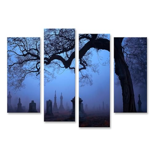 Tableau sur toile décoratif de salon avec paysage de cimetière mystique