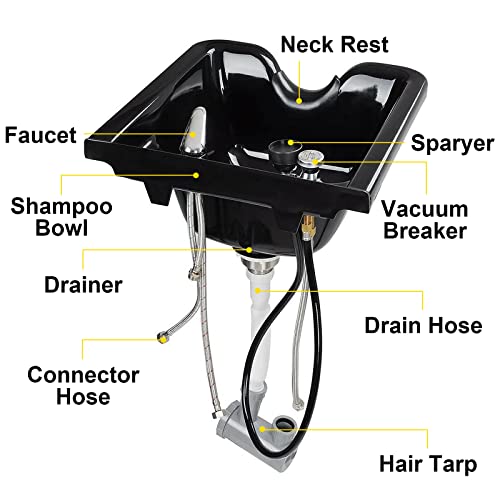 Happybuy Shampoo Bowl Sink Black Abs Plastic Salon And Spa Hair Sink Beauty Salon Equipment For Hair Stylists #TOP2