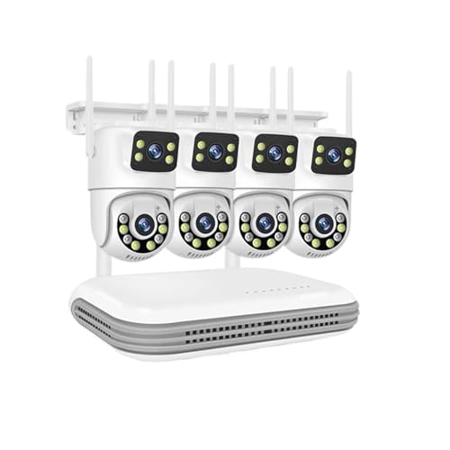 WAFOHSR CCTV Wireless Smar Kit Telecamera WiFi Telecamere IP Da 6 MP Con Doppio Obiettivo Audio Di Sicurezza Set Videosorveglianza NVR A 8 Canali Rilevamento Del Movimento(None,8CH NVR and 4 Cam)