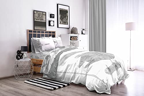 Image of Star Wars Full Comforter Set 7 Piece Soft Bedding for Boys, White | Millennium Falcon, Comforter Sheets Shams Pillowcases, Official Product, Soft Microfiber, Machine Washable, Boys Gift
