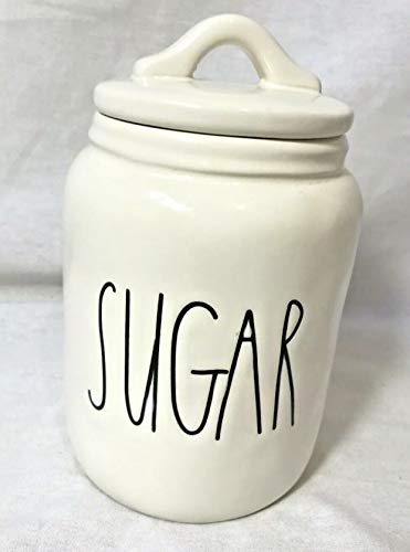 Mini boîte à sucre Rae Dunn céramique 15,2 cm pot de conservation design blanc - 2