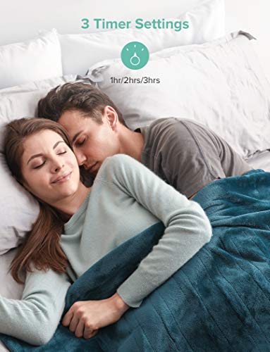 Sable Heated Blanket Electric Throw, 50" x 60" Full Body Size Fast Heating Blankets Flannel, 10 Heating Levels 3 Hours Auto-Off ETL Certified Machine Washable (Blue) (SA-BD038) - Thumbnail 4