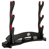 SEEMINESALE 3-stöckiger Samurai-Schwertständer 3 Tier Katana Stand, Samurai Schwert Halter, schwarzes Schwert Berg, große Größe Schwert Stand, Schwert Display für Cosplay Blade Rack.