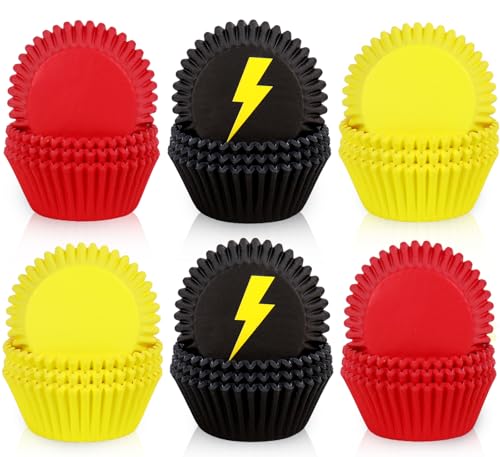 JarThenaAMCS 600 Pcs Lighting Cupcake Liner Cartoon Red Yellow Black