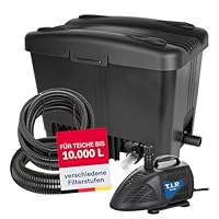 T.I.P. Teichfilter - Teichaußenfilter-Set (10.000 l Teichvolumen, Wet-and-Dry Technologie, UV-C 11 W, Filterbehälter 35 l, inkl. Pumpe, UV-C Strahler, Schläuche, Filtermaterial) WDF 10000 UV 11, 30495